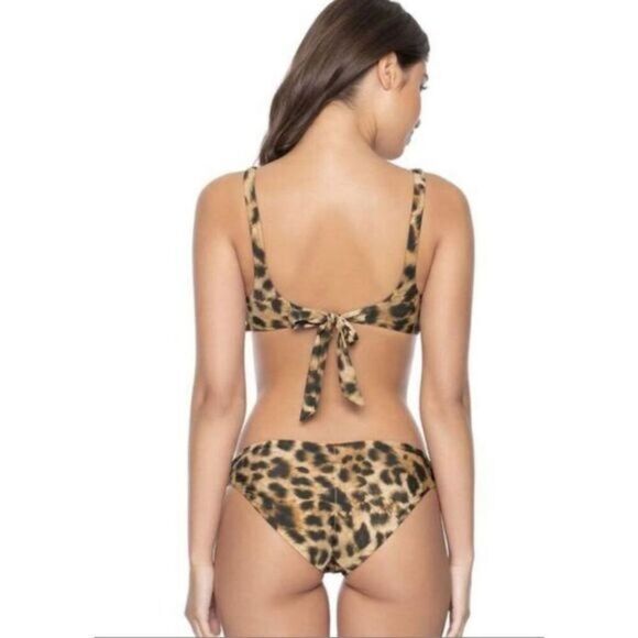 NWT PQ Swim Reversible Leopard and Floral Bikini Set Women's Size L - Picture 2 of 6